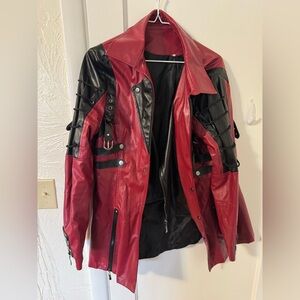 Red and Black Faux Leather Cosplay Goth Punk Jacket